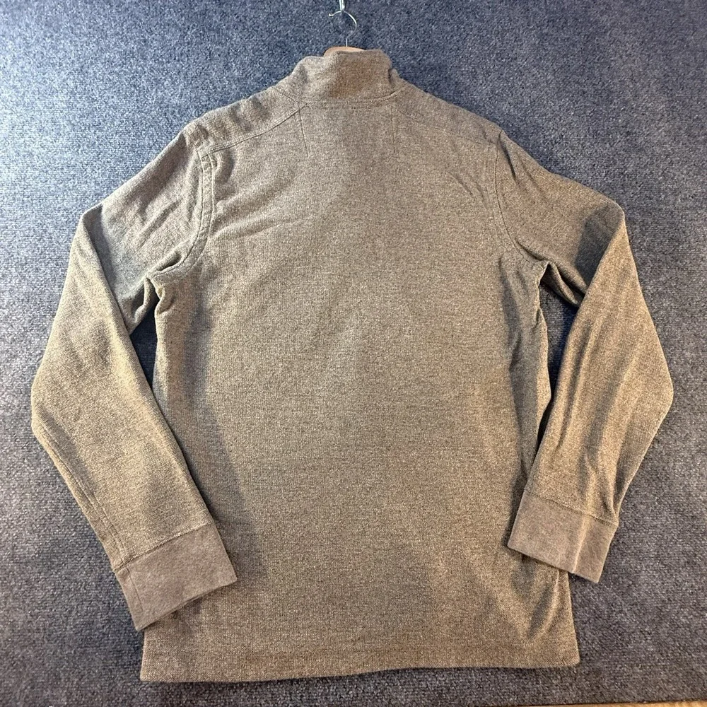 Eddie Bauer Men's L Tall Brown Textured 3 Button Pullover Sweatshirt Pocket